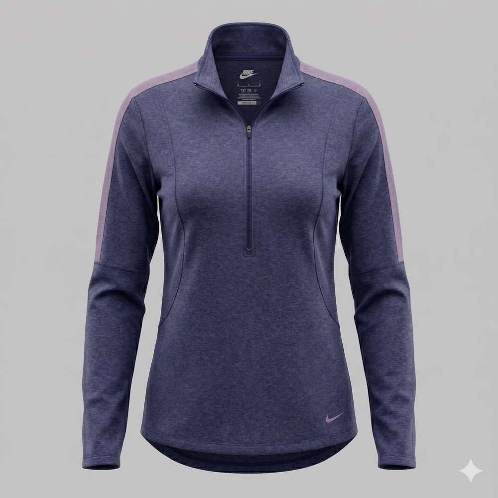 Nike Dri-FIT Womens Quarter Zip Pullover Heather Purple Running Top Medium M